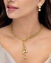 Anti-Tarnish Gold Plated Crystal Necklace Set With Earrings