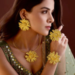 Super Saver Pack ๐ Anti-Tarnish Premium Quality GOLD Plated SUNFLOWER Necklace Set With Earrings, Bracelet & Ring (Adjustable Size)