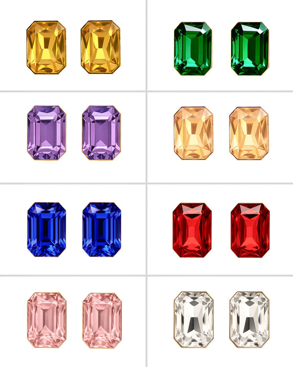 Super Saver Pack of 8 Multicolour Studs Anti-Tarnish Premium Quality Crystal Earrings By TEJAB