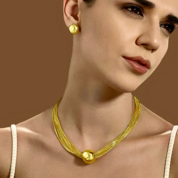 Anti-Tarnish Multilayer Necklace Set With Earrings
