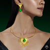 Anti-Tarnish Emerald Necklace Set With Earrings
