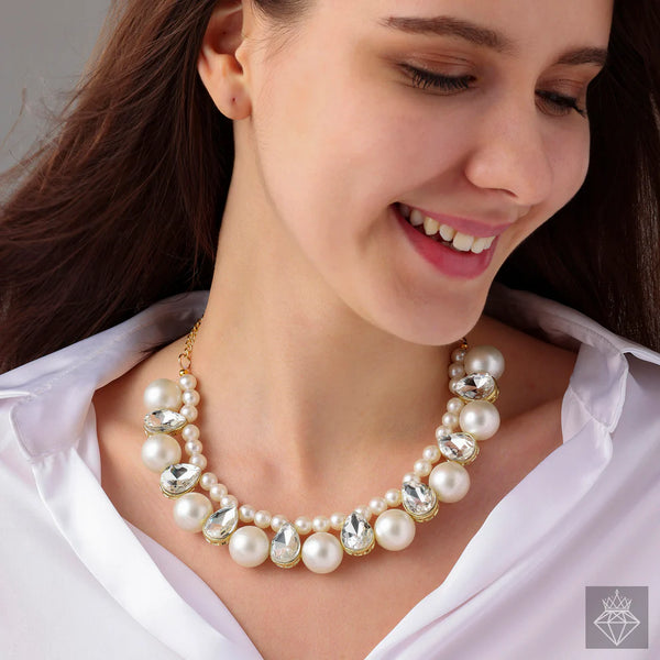Crystal & Pearl Statement Necklace