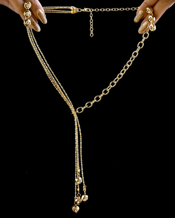 Anti-Tarnish Gold Plated Crystal Necklace Set With Earrings