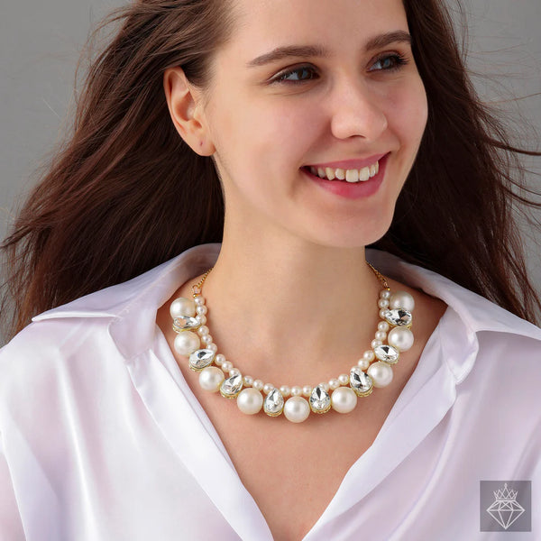 Crystal & Pearl Statement Necklace