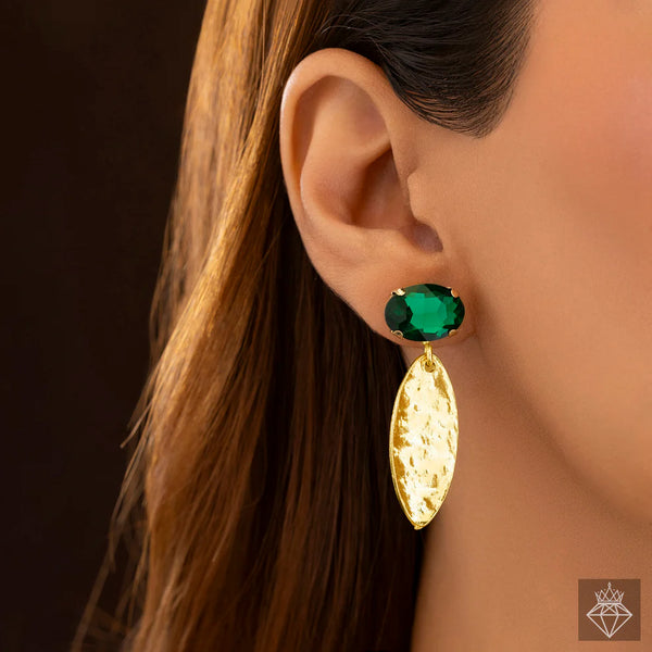 Anti-Tarnish Marquise Emerald Necklace Set With Earrings